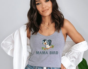 Vintage Mama Bird Racer Back Tank Top: Summer-Ready in 5 Vibrant Colors!"