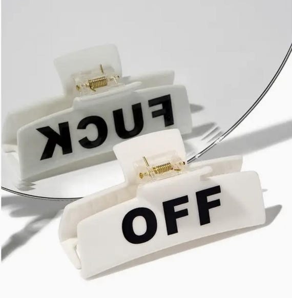 Bold Black or White Fuck off Hair Clip in Velvet Moon  display picture 3