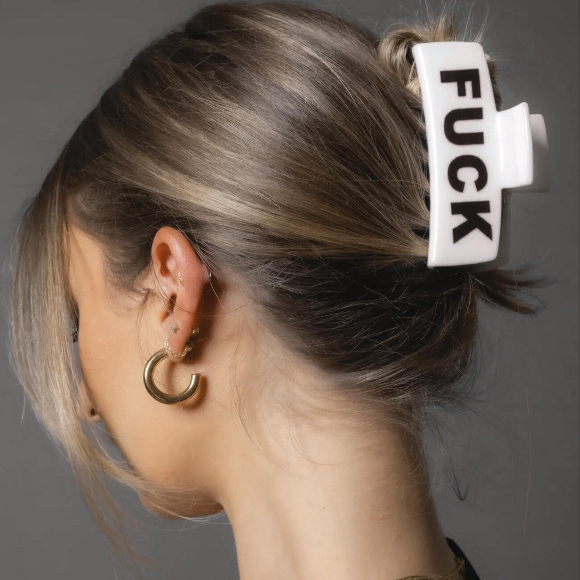 F*ck Off Hair Clip Set Bold Black or White Fuck Off Hair Clip in Velvet Moon  main image 3
