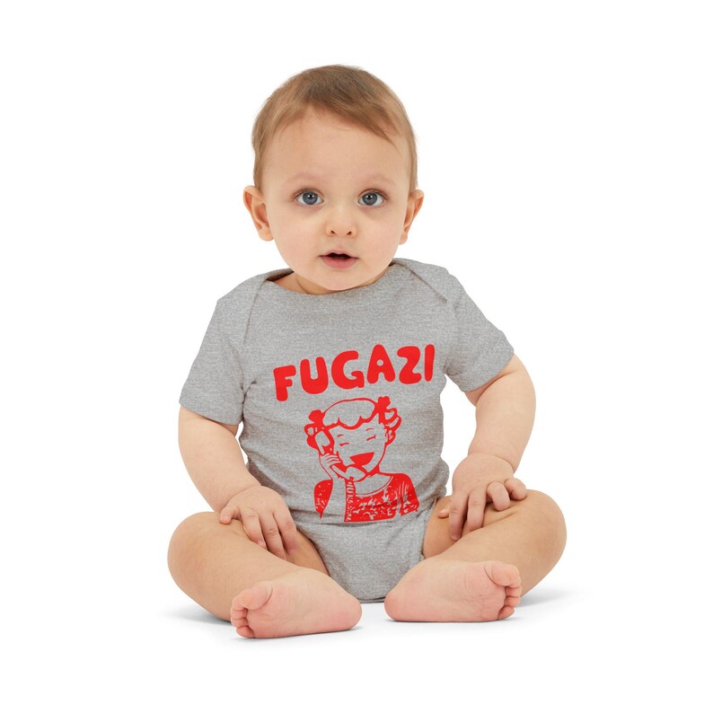 Fugazi Baby Romper, Airlume Cotton Infant Onesie, Newborn Jumpsuit, Cute Toddler Outfit, Gender Neutral Baby Bodysuit Athletic Heather