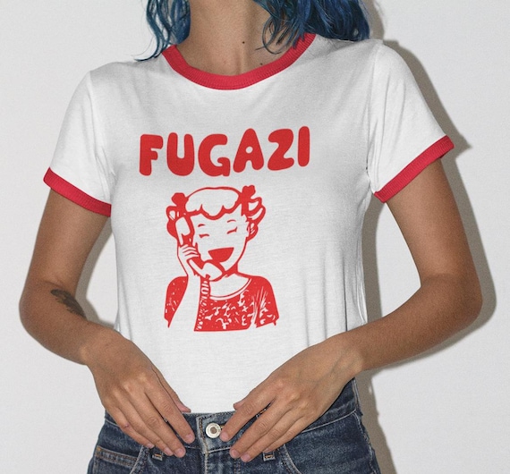 FUGAZI Ringer T-shirt Iconic Retro Design Unisex in 8 Color