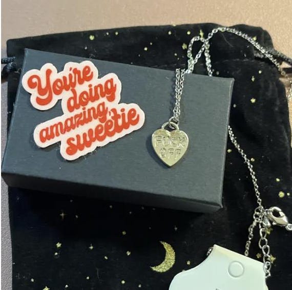 Gold & Silver Fuck off Heart Pendant Necklace | Bold Statement