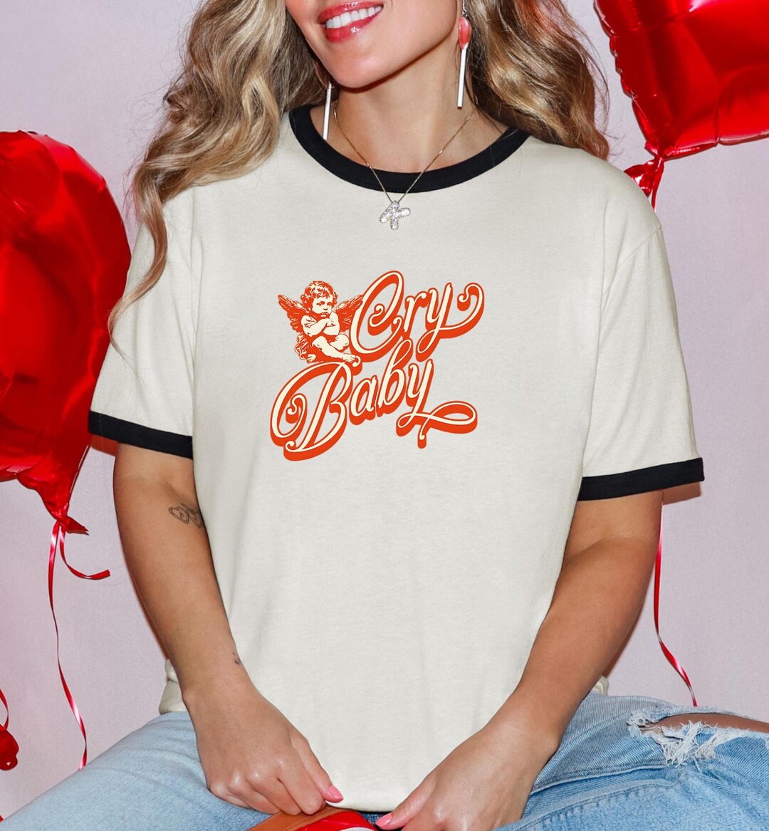Cry Baby Angel Ringer Tee Vintage Inspired Design - Etsy