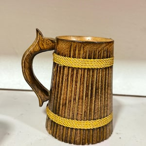 Handmade Wooden Beer Mug: Rustic Tankard with Rope - Groomsmen Gift