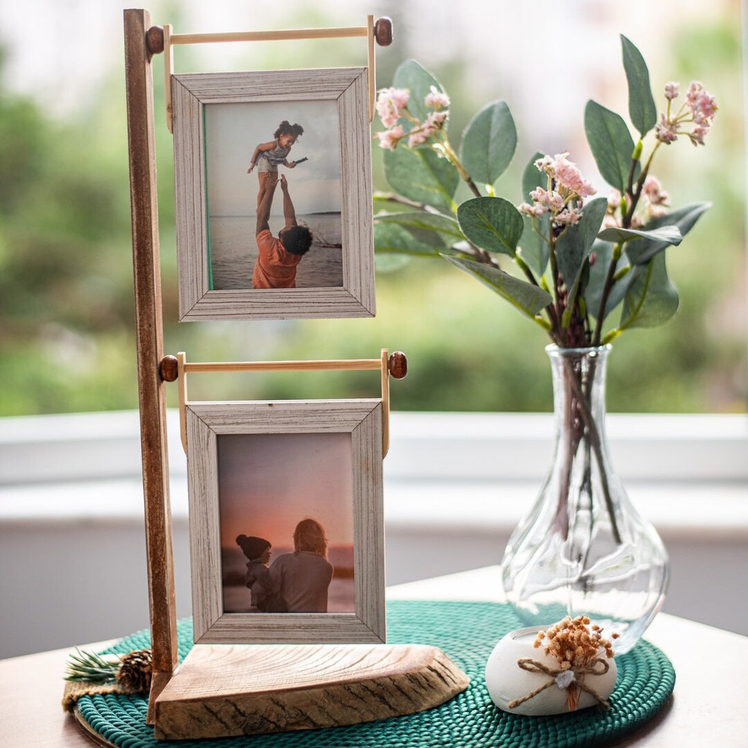 Double Hanging Wooden Photo Frame Handmade Wooden Photo Etsy