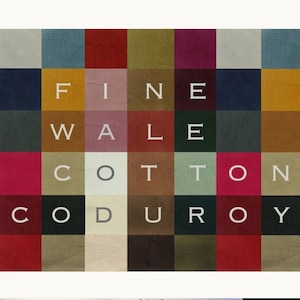 By Yard, COTTON CORDUROY in 33 colours, Fine Wale corduroy fabric
