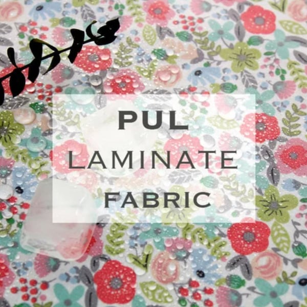 PUL LAMINATE WATERPROOF Fabric, Pink Floral print, by Yard