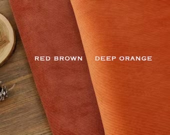 Spandex Corduroy Fabric, Medium wale, by Yard, Orange or Brown colours
