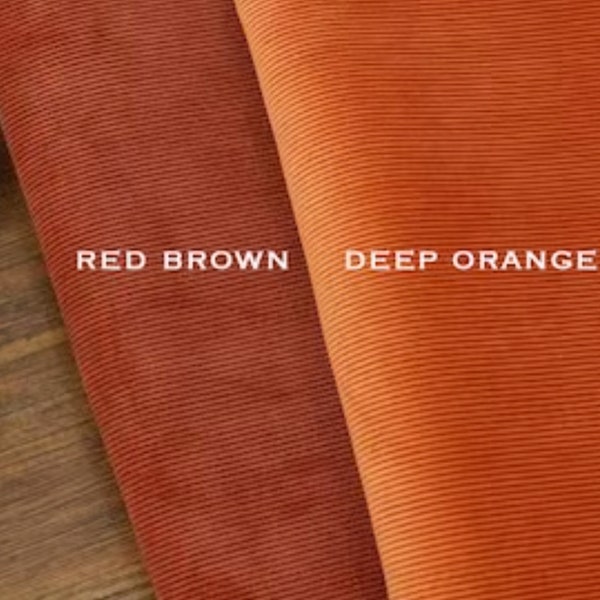 Spandex Corduroy Fabric, Medium wale, by Yard, Orange or Brown colours