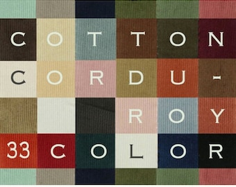 16W CORDUROY FABRIC, Fine Wale, 33 colours, cotton 100% textile, by yard