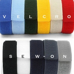 2 Yards Velcro tapes in 12 colours, Sew-on type, Hook & loop set