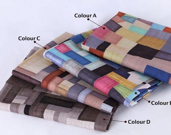 ARTISTIC POJAGI  FABRIC, Realistic Digital printed Natural Linen Cotton