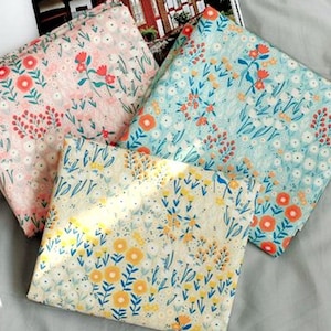 Tissu IMPERMÉABLE, imprimé floral naturel 3 couleurs, par mètre