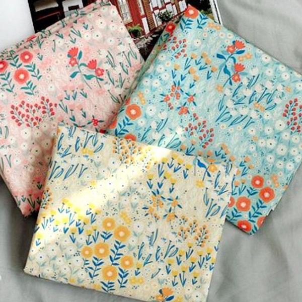 WATERPROOF Fabric, Natural Floral print 3 colours, by Yard