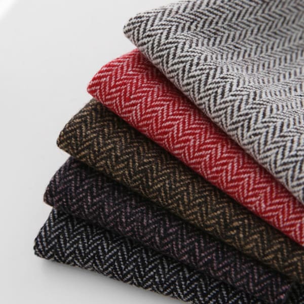 TISSU DE LAINE à chevrons, 5 couleurs, par mètre