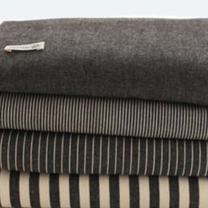 By Yard, Cotton Denim Fabric, Striped Solid Grey Jean