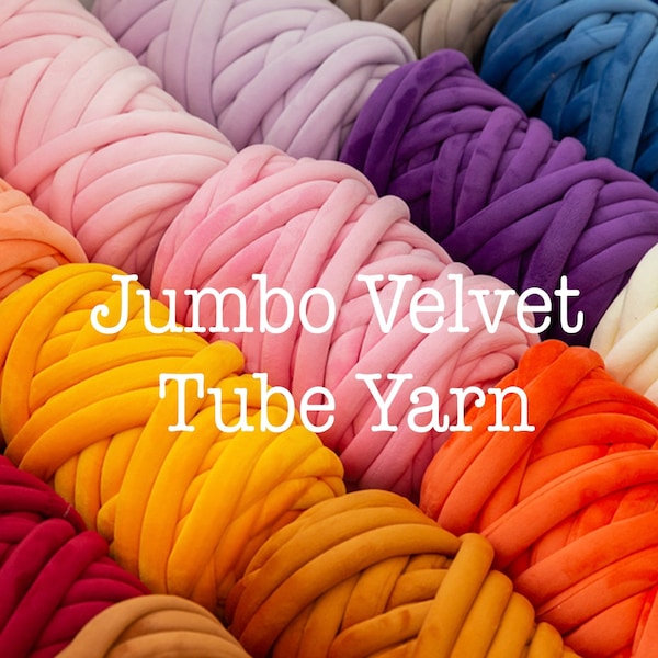 1KG Jumbo Velvet Yarn, Giant Chunky Tube, Arm knitting, Hand Knitting, Handmade blanket 33 Colour