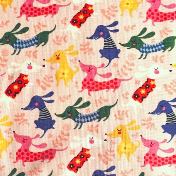 By Yard, Clothworks Fabric, Make Today Awesome, Dachshund dog print, 100% Cotton