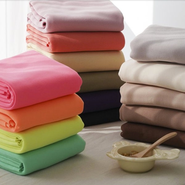 By Yard, Sweatshirt Fleece Knit Fabric 15 Solid Colours