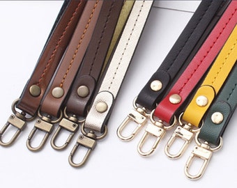Genuine Leather Bag handles / Straps in 8 colours, Antique Gold metal ring included