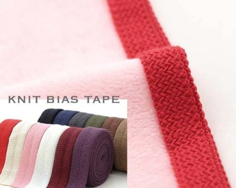 Knit Bias binding Tape, by 5 yards (4.5m) 14Colours, Knitted trim ribbon