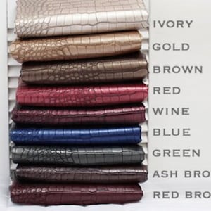 CROCODILE SKIN PATTERN Leather in 9 Satin glossy metallic colours