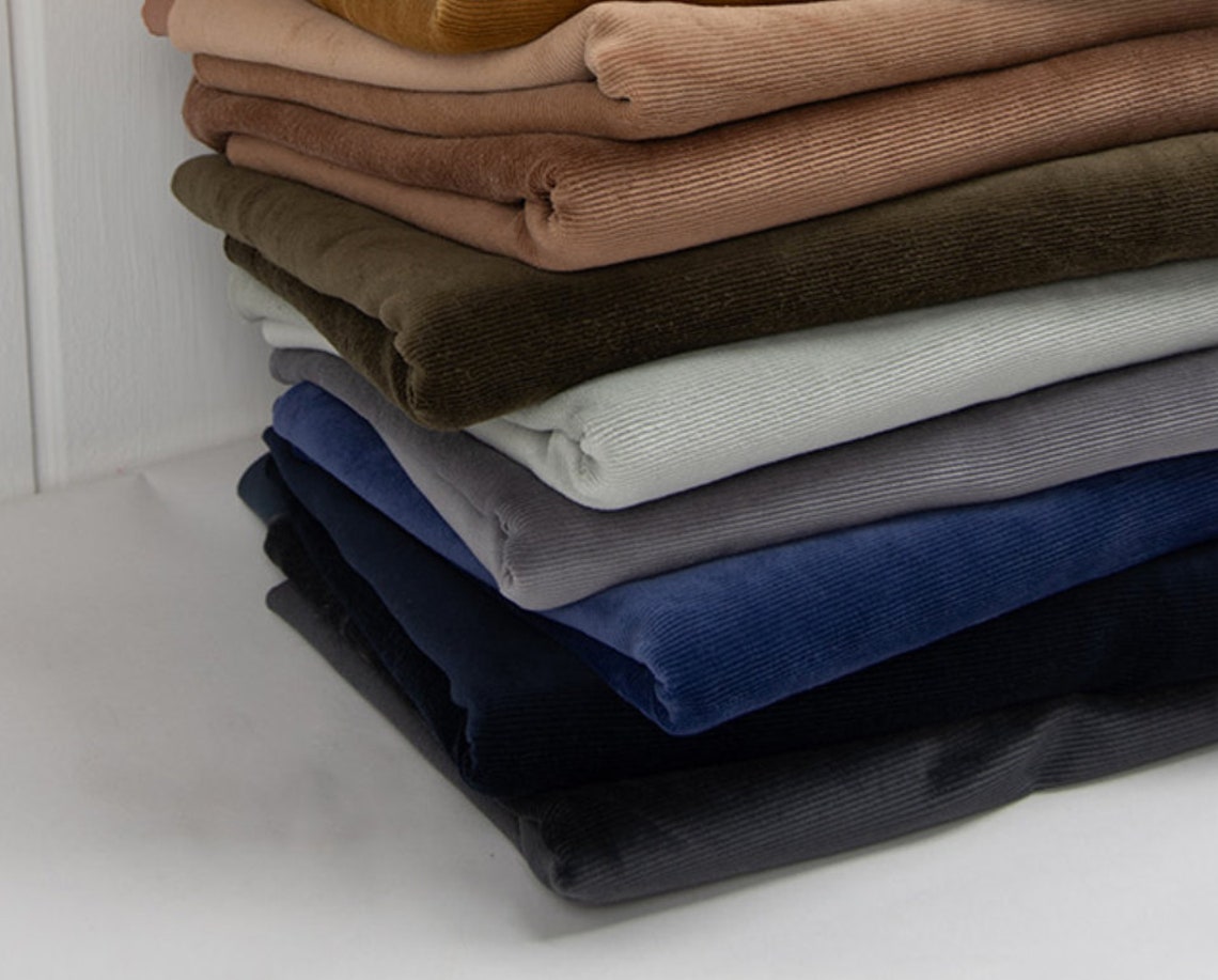 VELVET STRETCHY CORDUROY, Soft Cotton Cord Fabric 15 Colours, by Yard ...