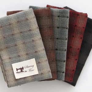 Japanese Dobi Textured Cotton Fabric bundle, 1/4 Yard Fat Quarter Set of 5 piece, Check patterns