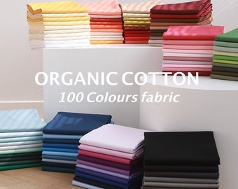 Certified ORGANIC 100% COTTON FABRIC 100 colours, By Yard