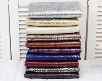 Python Snake Skin Pattern Faux Leather, Satin glossy metallic colours