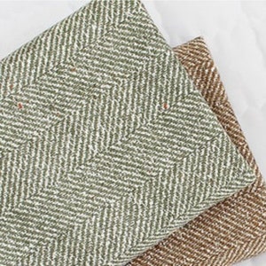 TISSU DE LAINE à chevrons, beige et olive, 145 cm (57 po.) par mètre