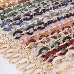 Correa de cadena de acrílico y metal de colores para bolso, bolso de mano, monedero, asa de repuesto.