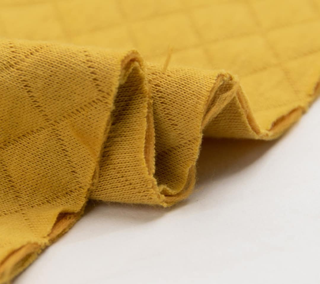By Yard, Quilted Padding Jersey Knit Fabric, Double Layered, Yellow ...