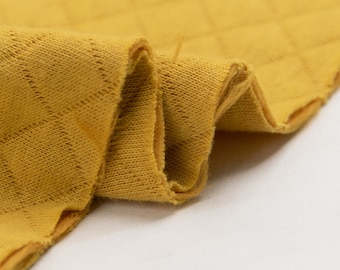 By yard, Quilted padding Jersey Knit Fabric, Double layered, Yellow Mustard colour