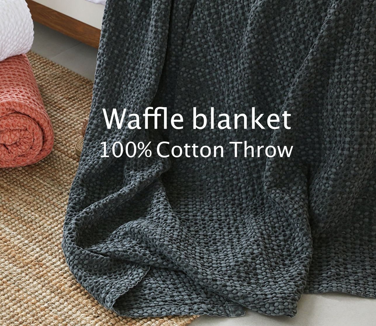 Heavy Chunky WAFFLE BLANKET Textured Thrown Made With Natural Cotton Etsy UK