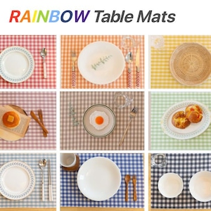 Peut inclure: Ensemble de 10 sets de table à carreaux colorés avec différents motifs. Chaque set de table présente un motif différent, notamment du vichy, du tartan et des pois. Les sets de table sont parfaits pour ajouter une touche de couleur et de style à n'importe quelle table à manger.