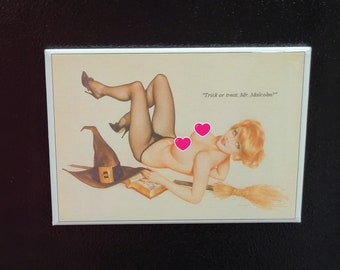 Retro Pin Up Girl Lounging Witch Magnet