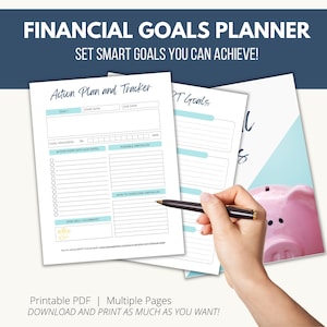 Financial Goals Planner, Financial Goals Tracker, Money Goals Worksheet, SMART Goals, Financial Planner Printable, 2025 Goals