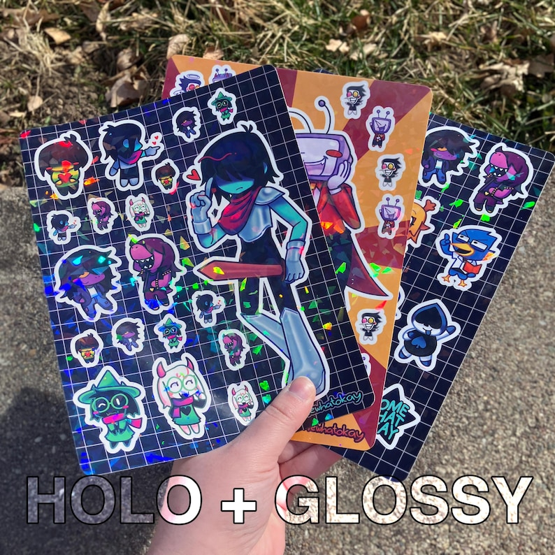holographisch/glossy Deltarune 8 inch Sticker Seiten Bild 1