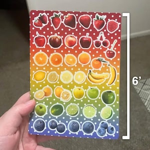 Feuille d'autocollants de fruits arc-en-ciel de 6 pouces