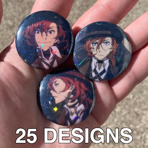 anime chuuya nakahara holographic 1.25 inch buttons