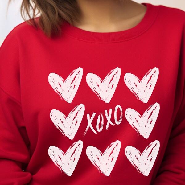 Valentine's Day XOXO Sweatshirt, Valentine Heart Sweatshirt, Womens Valentines Day Gift, Valentines Day Shirt, Galenites Sweater