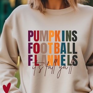 Pumpkins Football Flannels Sweatshirt, Cute Fall Sweatshirt, Thanksgiving Gift, Football Sweatshirt For Women, Fall Gifts For Women