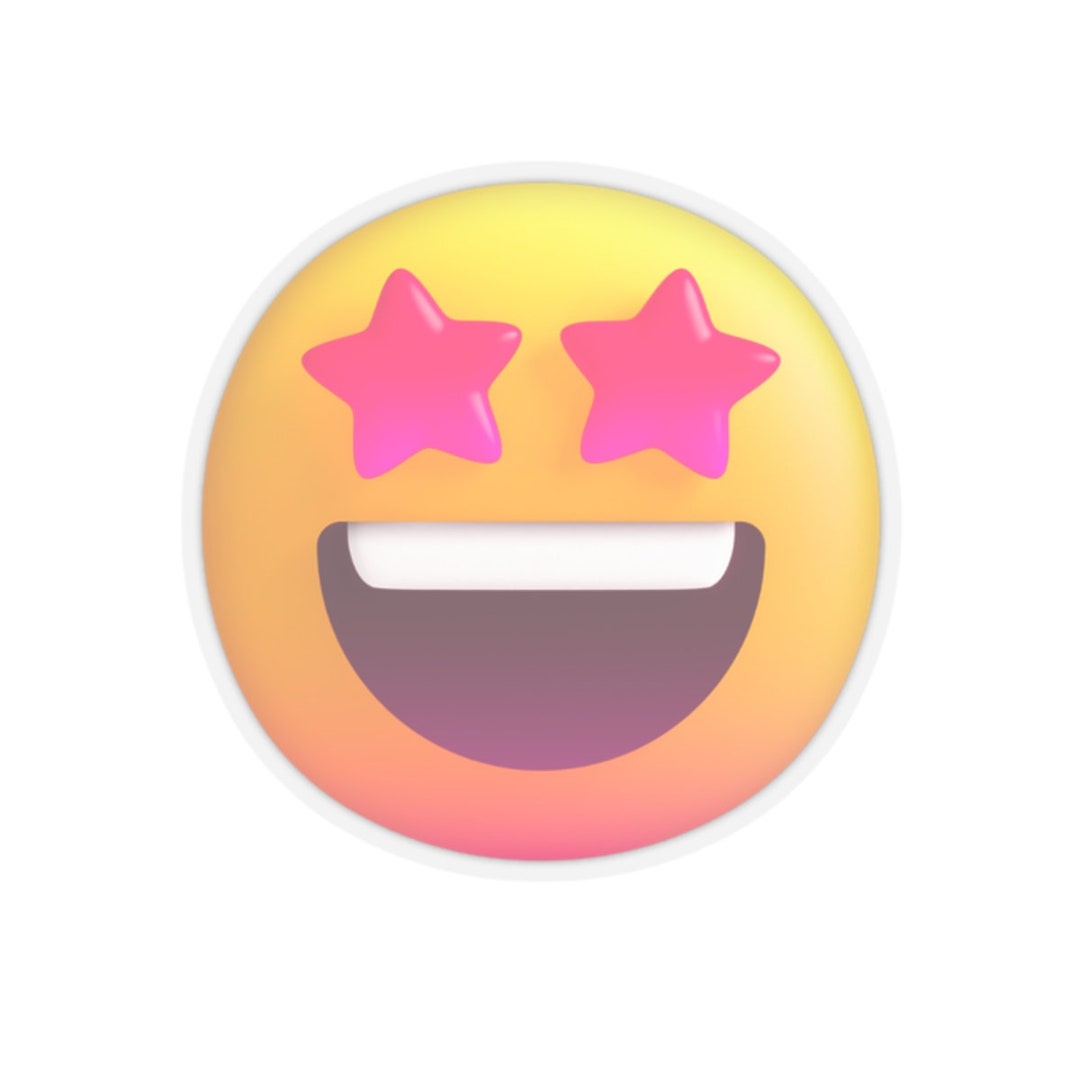 Smiling Emoji With Star Eyes Sticker Funny Emoji Sticker Etsy