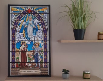 Virgin Mary, Saint Joan of Arc, Saint Thérèse, Wall Art, Stained Glass Print Painting, Home Decoration, Original Gift