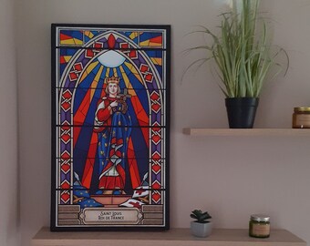 Saint Louis, Roi De France, Art Mural, Tableau Impression En Vitrail, Décoration Maison, Cadeau Original