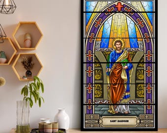 Saint Baudouin, Laon, Christian Wall Art, Gabriel Stained Glass, Christian Painting, Religious Painting, Christian Decoration, Christian Gift
