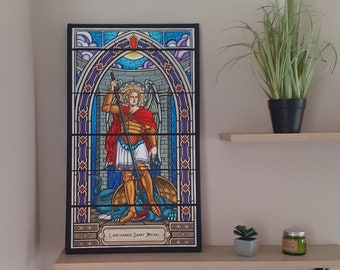 Saint Michael, Wall Art, Stained Glass Print Painting, Home Decoration, Original Gift