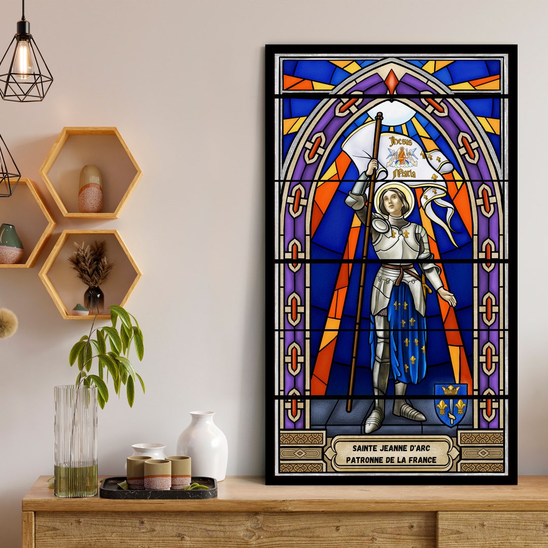 Joan of Arc Stained Glass Canvas Print – Christian Wall Art