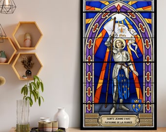 Joan of Arc Stained Glass Wall Art, Joan of Arc Painting, Christian Icon, Historical Painting, Original Gift, Christian Art, Communion